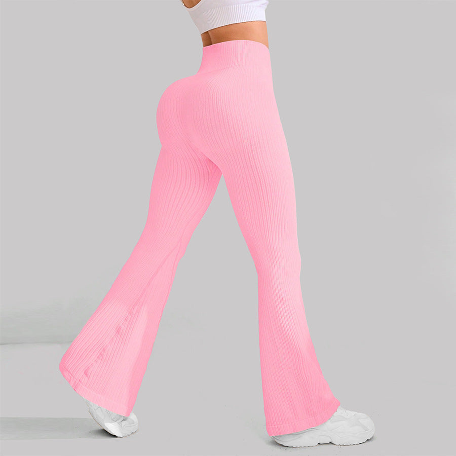 High-Waisted Butt-Lifting Ribbed Flared Yoga Pants for Women,