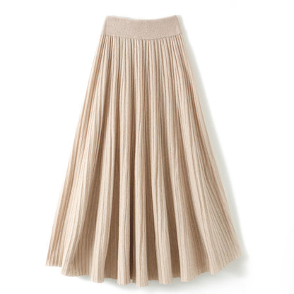 High-waisted elegant mid-length pleated skirt