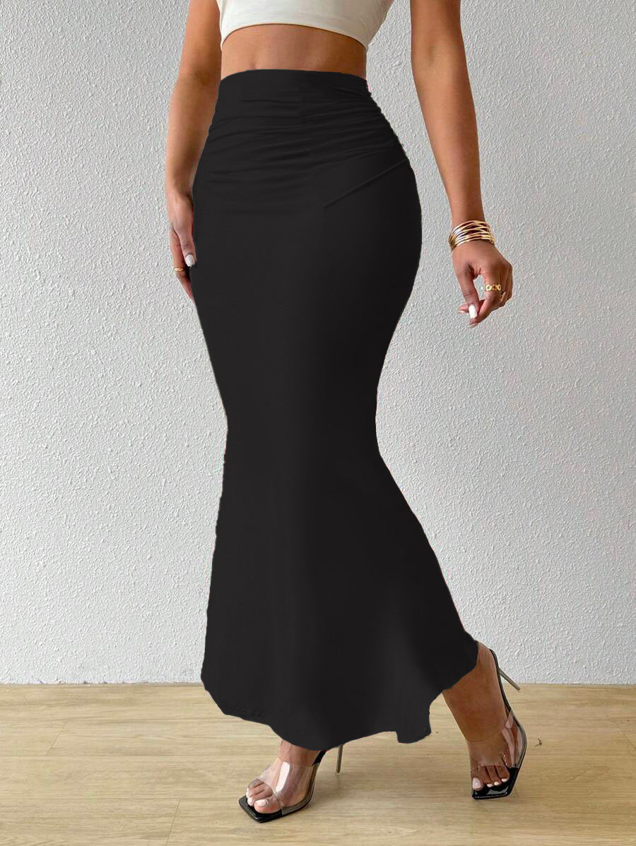 High-waisted fishnet skirt