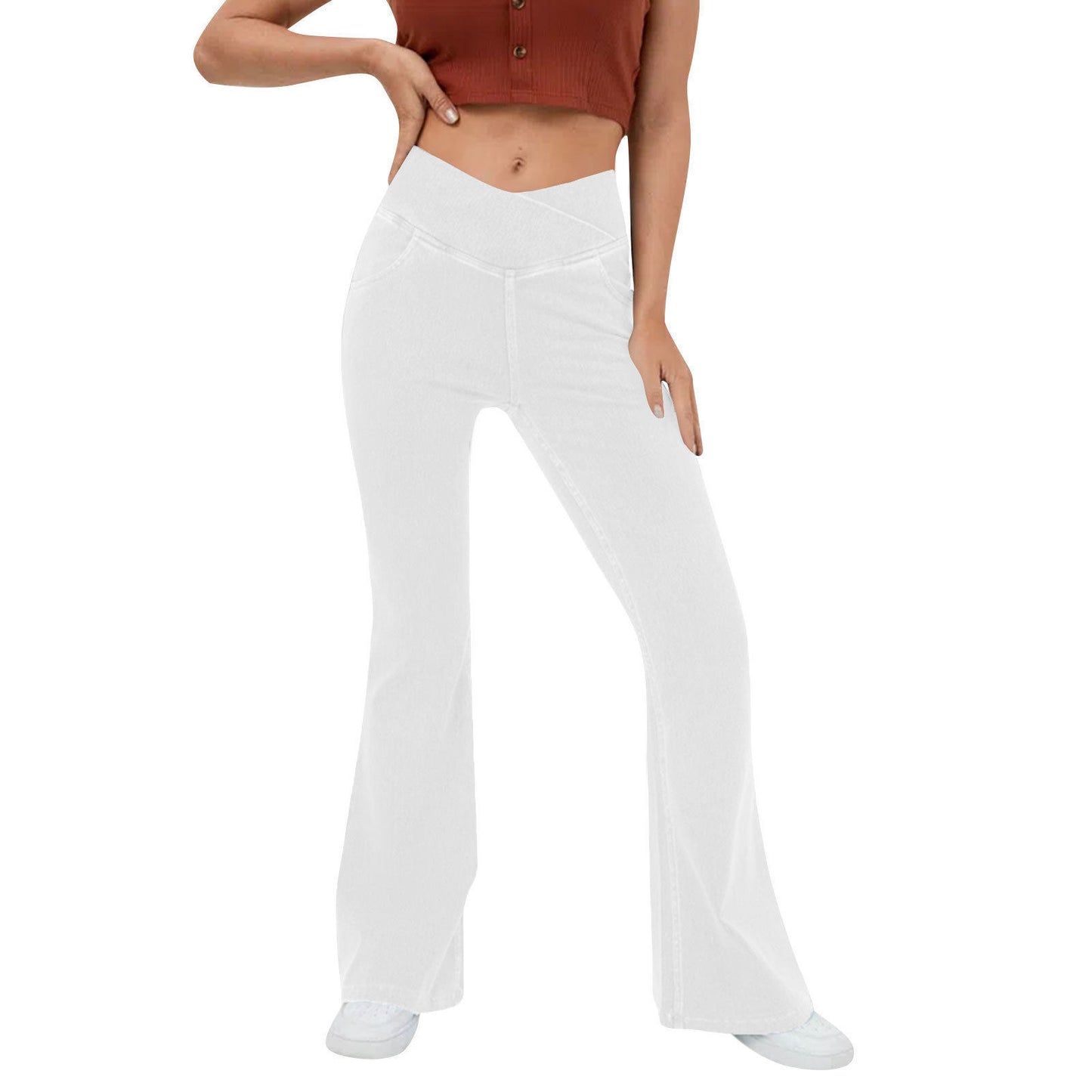High-Waisted Flared Denim Pants