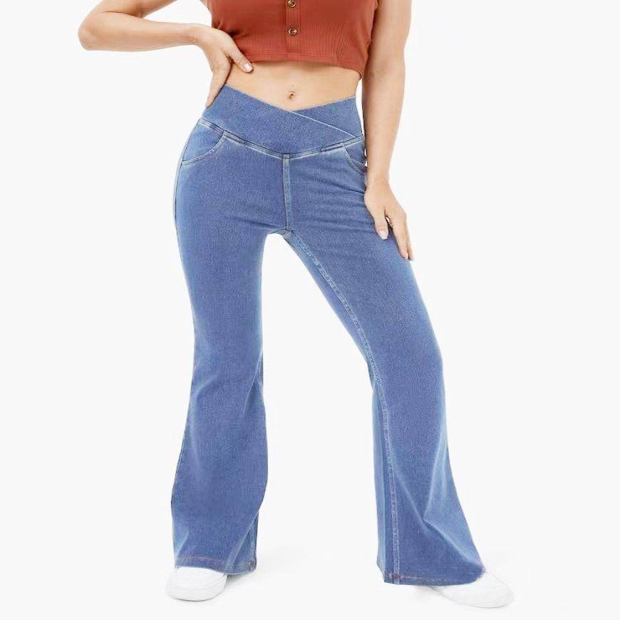 High-Waisted Flared Denim Pants