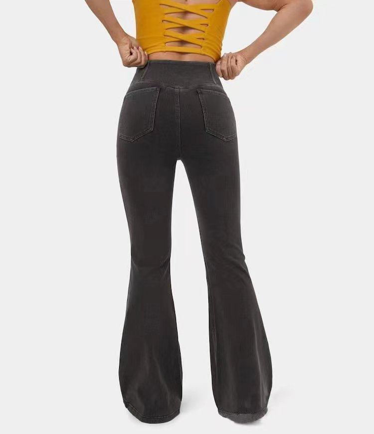 High-Waisted Flared Denim Pants