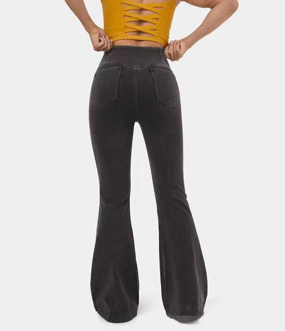 High-Waisted Flared Denim Pants