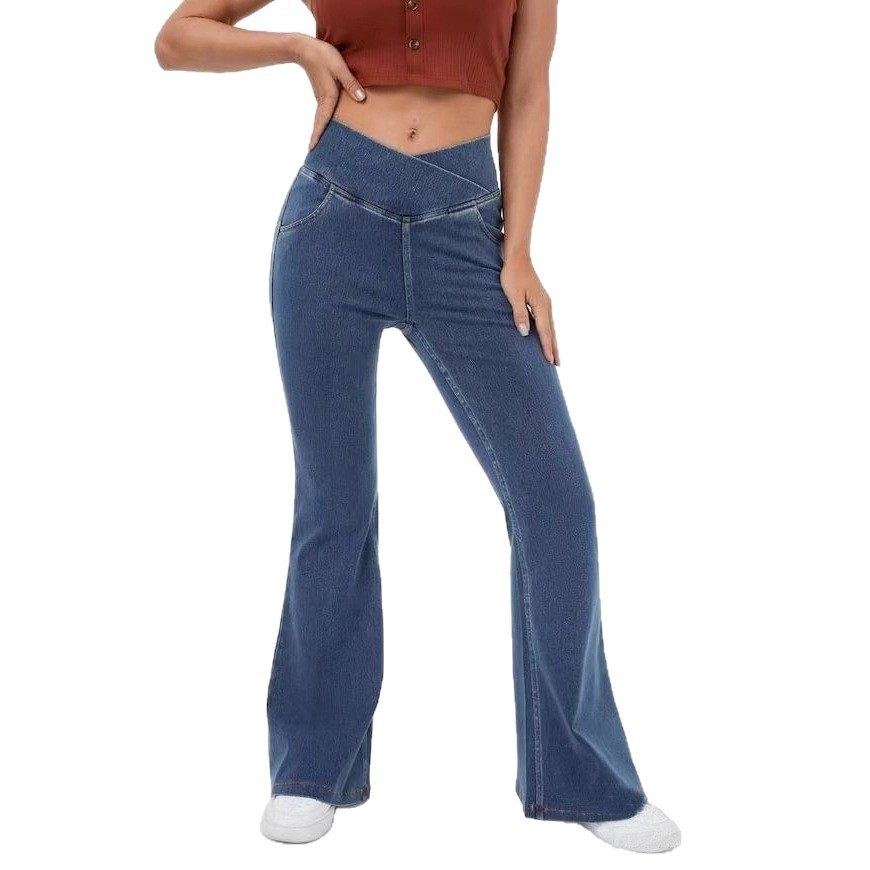 High-Waisted Flared Denim Pants