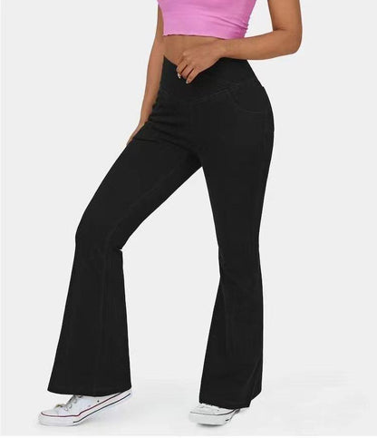 High-Waisted Flared Denim Pants