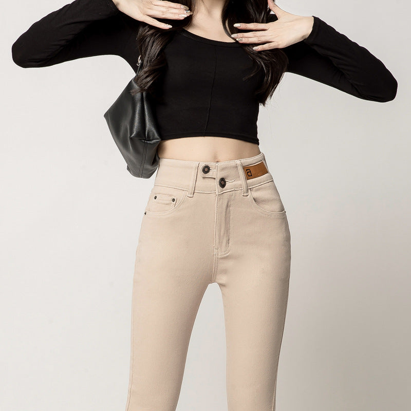 High-Waisted Fleece-Lined Women's Jeans