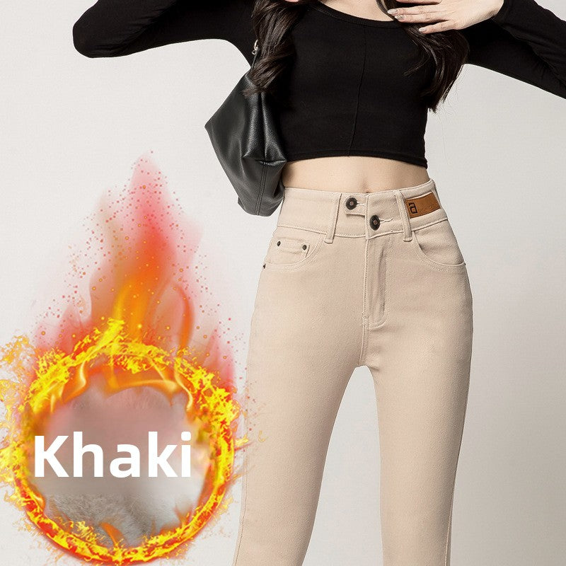 High-Waisted Fleece-Lined Women's Jeans