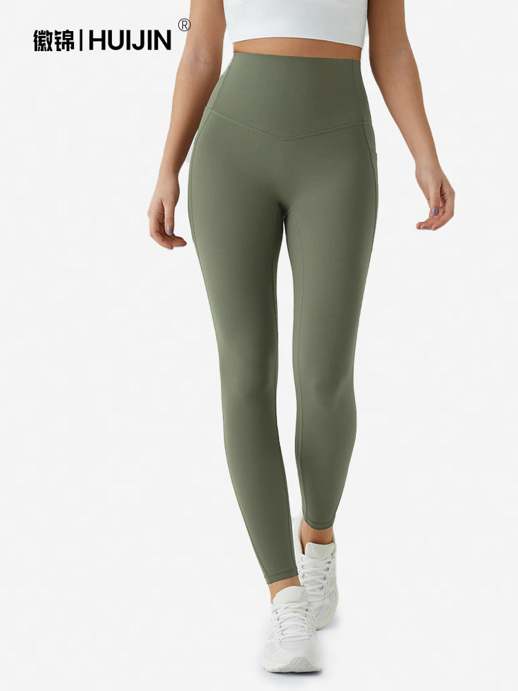 High-waisted hip-lifting and shaping yoga pants