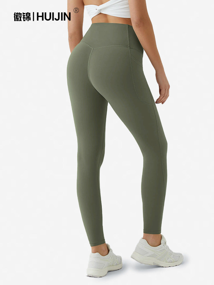 High-waisted hip-lifting and shaping yoga pants