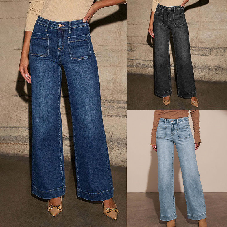 High-waisted jeans
