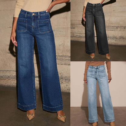 High-waisted jeans