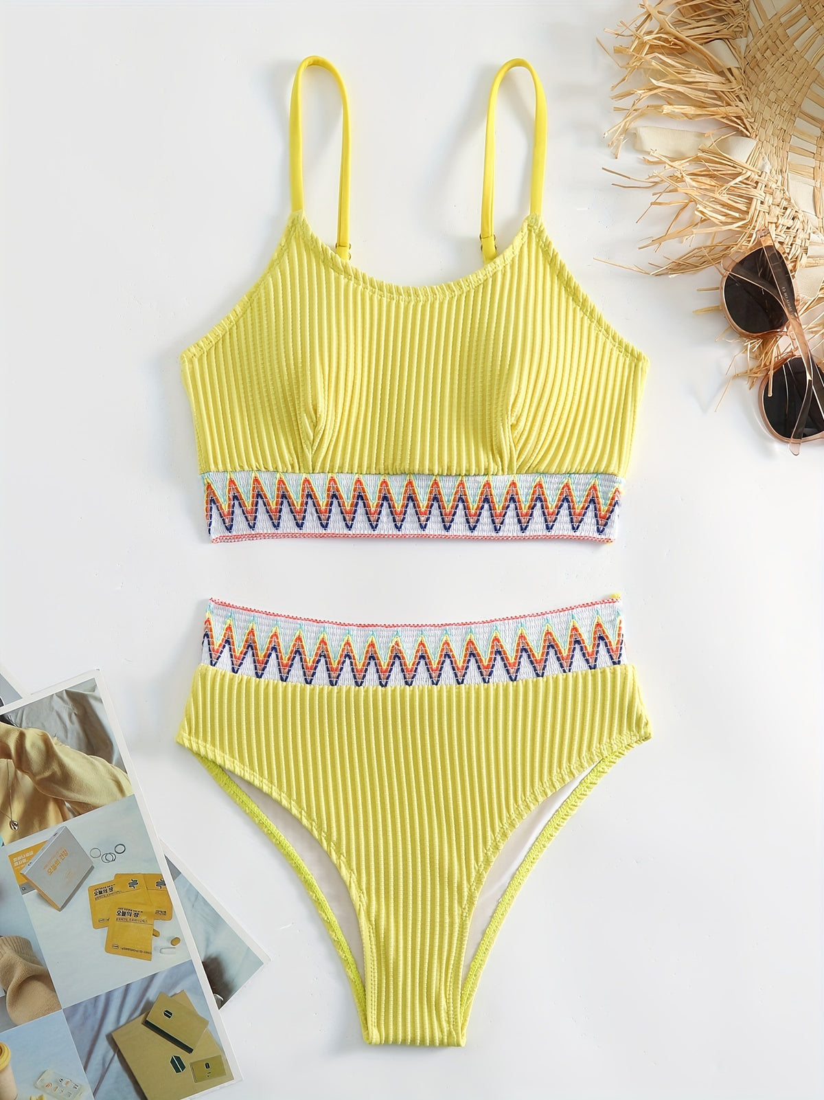 High-Waisted Knitted Bikini Swimsuit