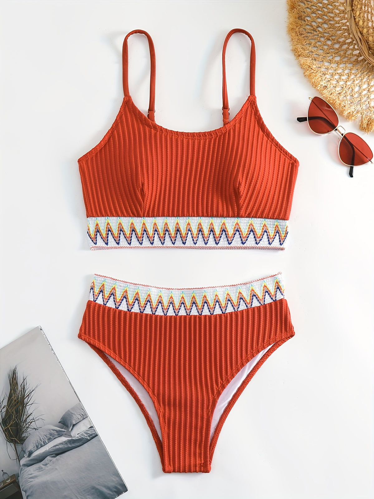 High-Waisted Knitted Bikini Swimsuit