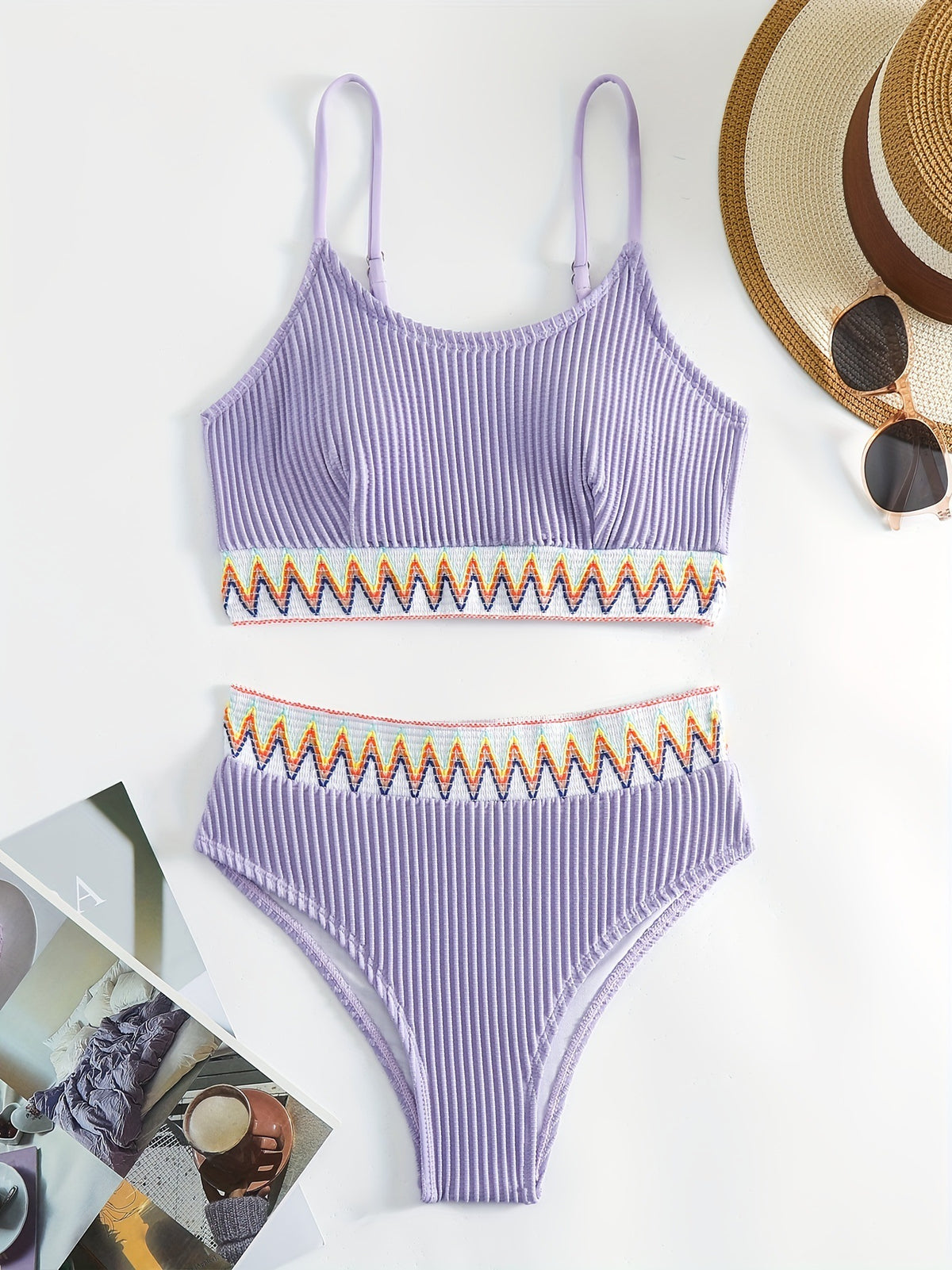 High-Waisted Knitted Bikini Swimsuit