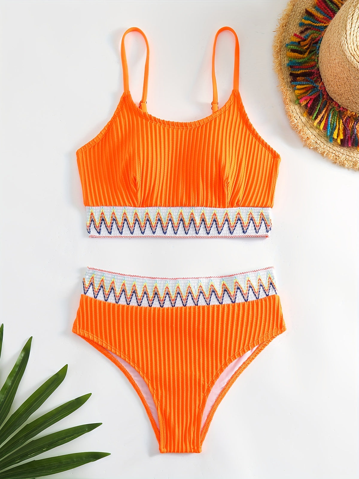 High-Waisted Knitted Bikini Swimsuit