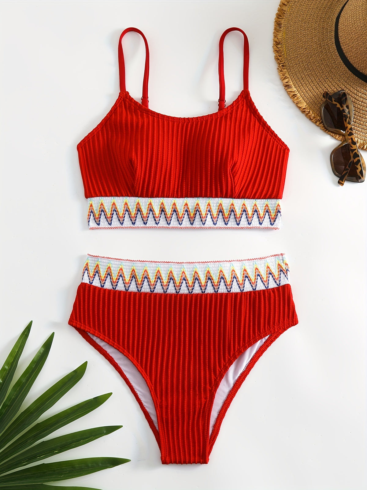High-Waisted Knitted Bikini Swimsuit
