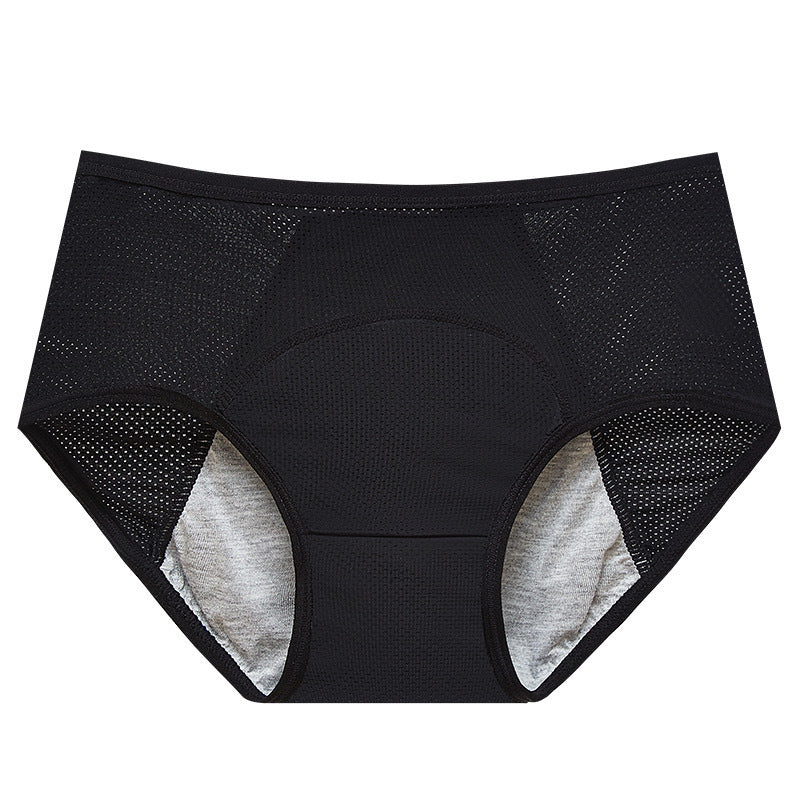 High-waisted, large-sized women's underwear with leak-proof front and back