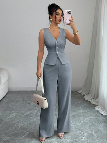 High-Waisted Long Pants Two-Piece Set
