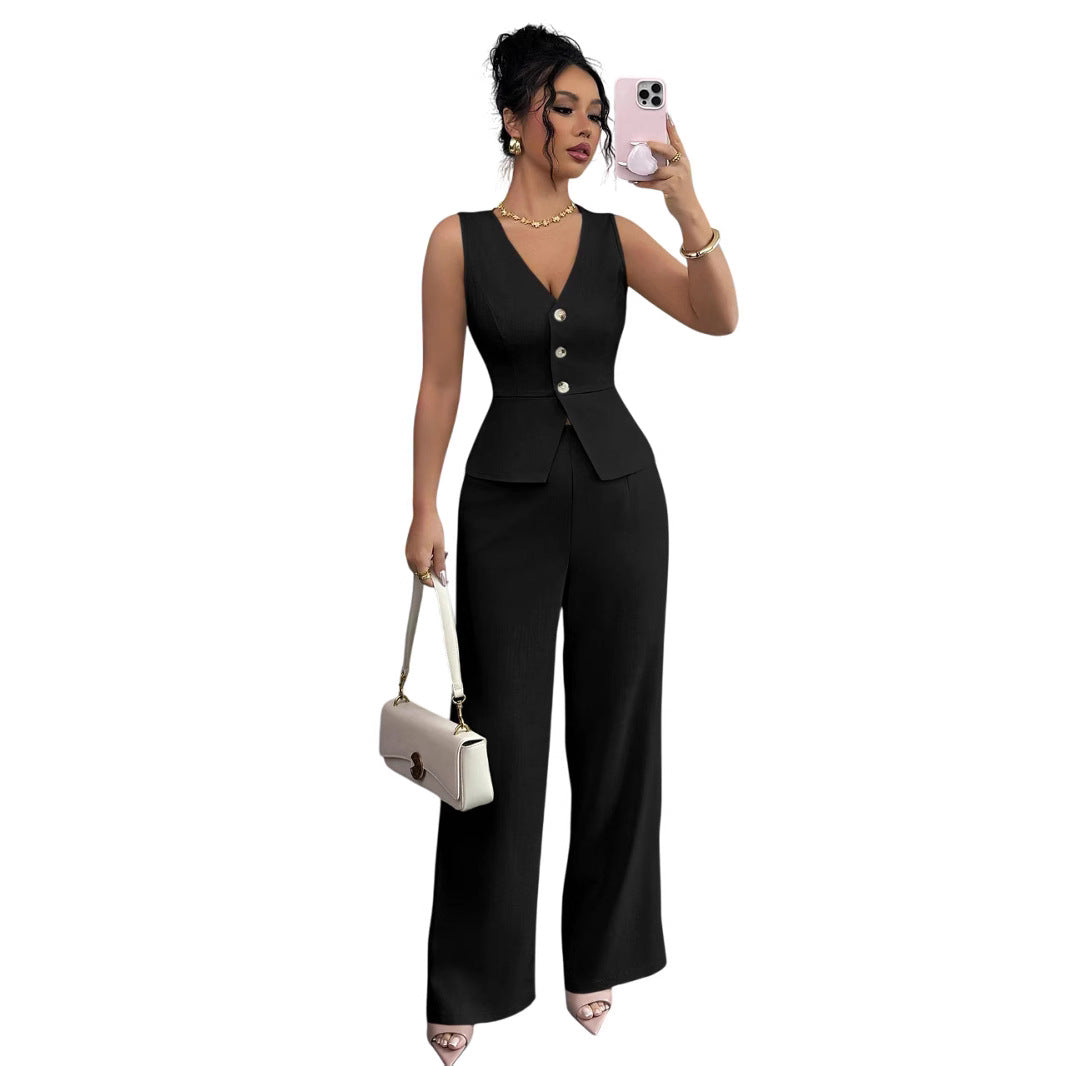 High-Waisted Long Pants Two-Piece Set
