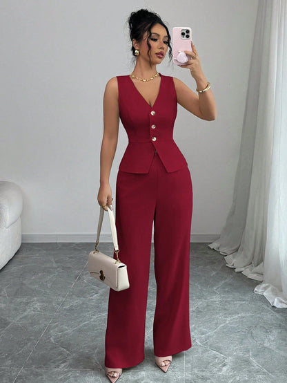 High-Waisted Long Pants Two-Piece Set