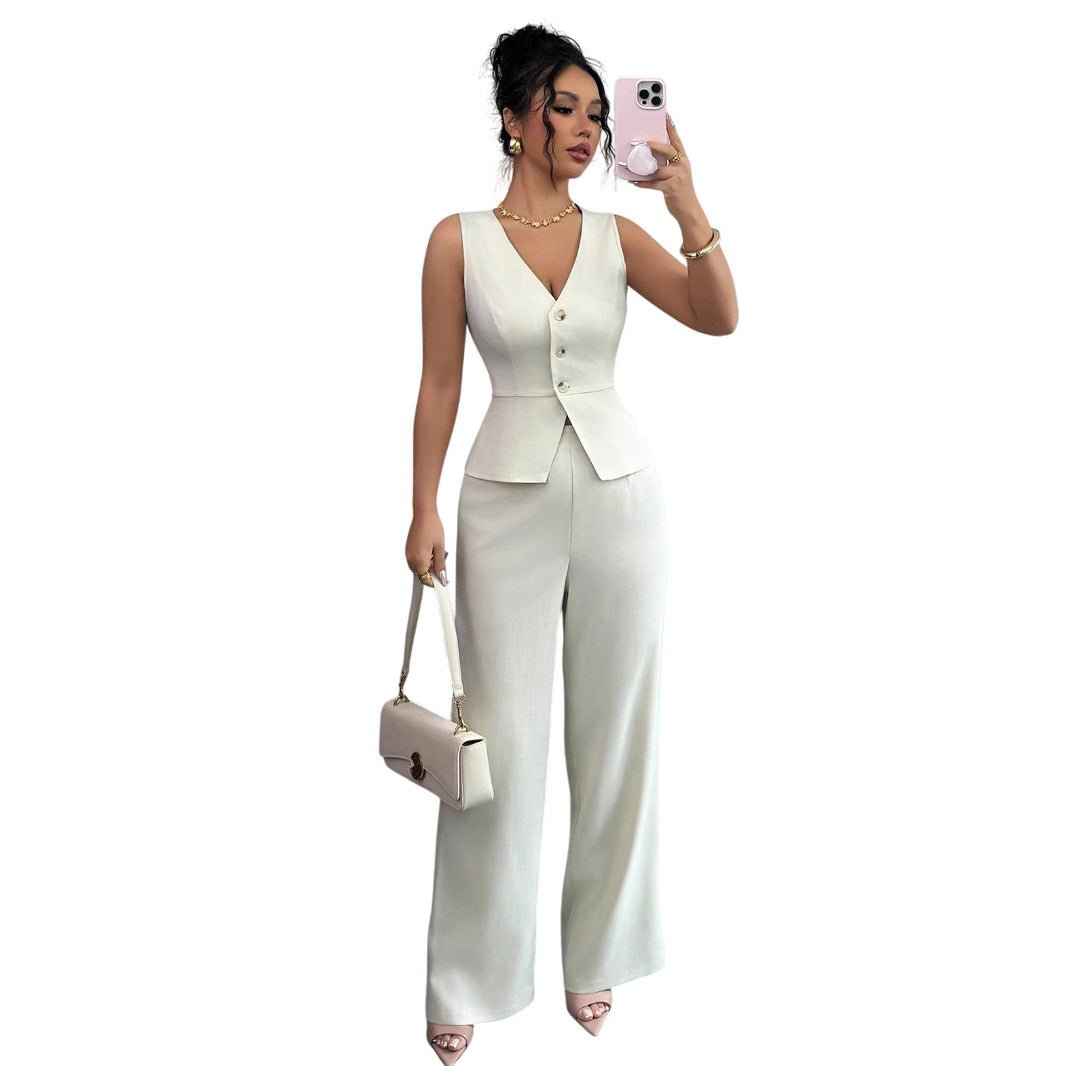 High-Waisted Long Pants Two-Piece Set