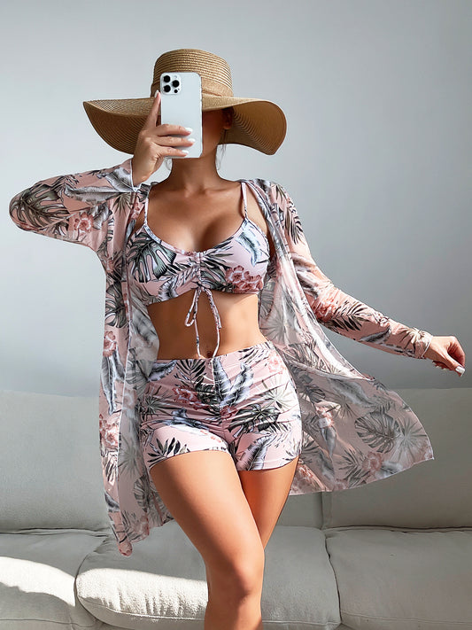 High-waisted long-sleeved insulating cardigan