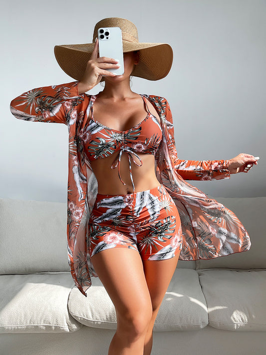 High-waisted long-sleeved insulating cardigan