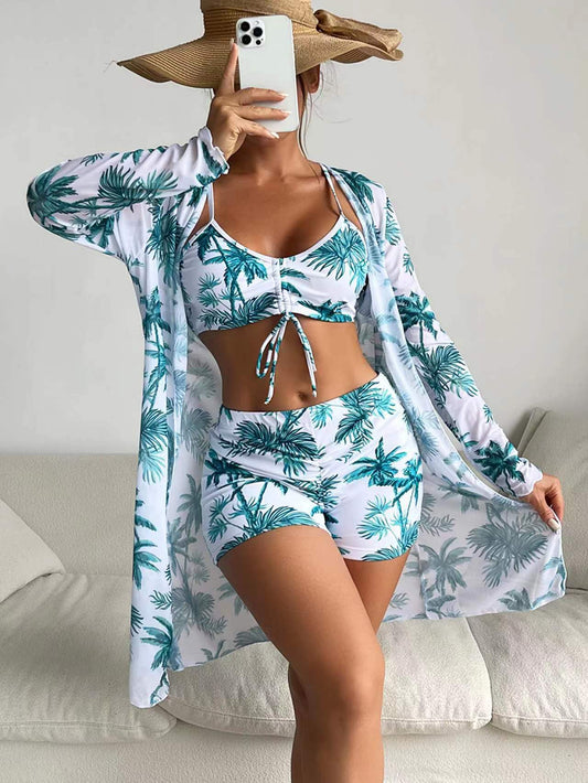 High-waisted long-sleeved insulating cardigan