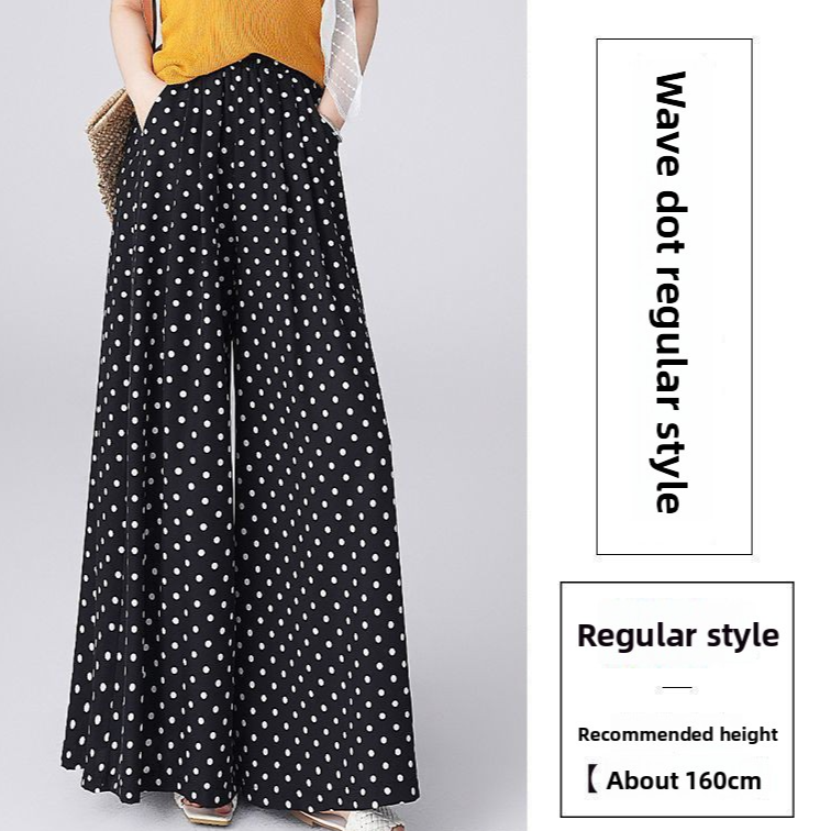 High-waisted polka dot wide-leg pants for women