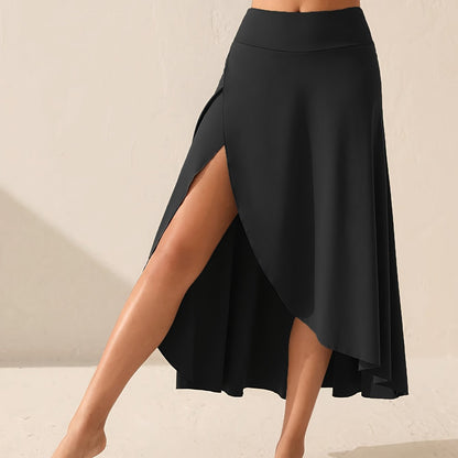 High-waisted side-slit skirt