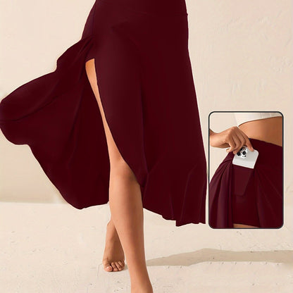 High-waisted side-slit skirt