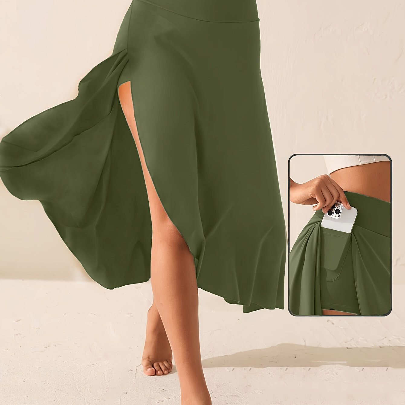 High-waisted side-slit skirt
