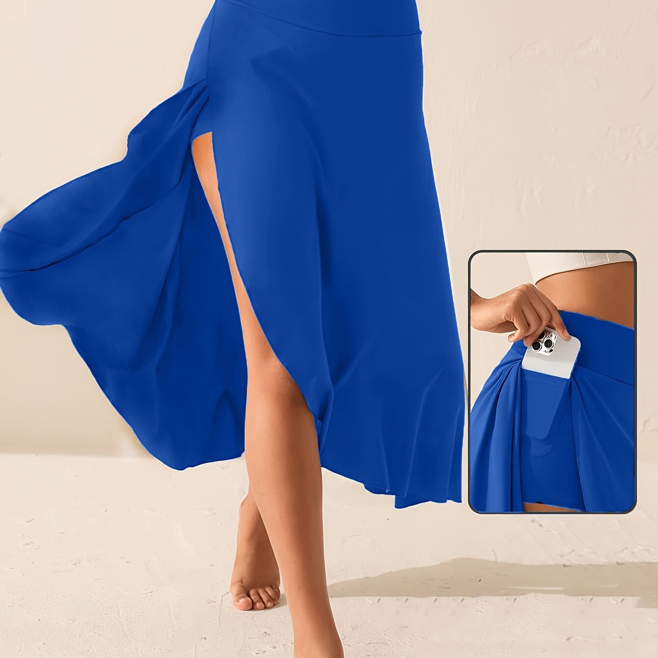 High-waisted side-slit skirt