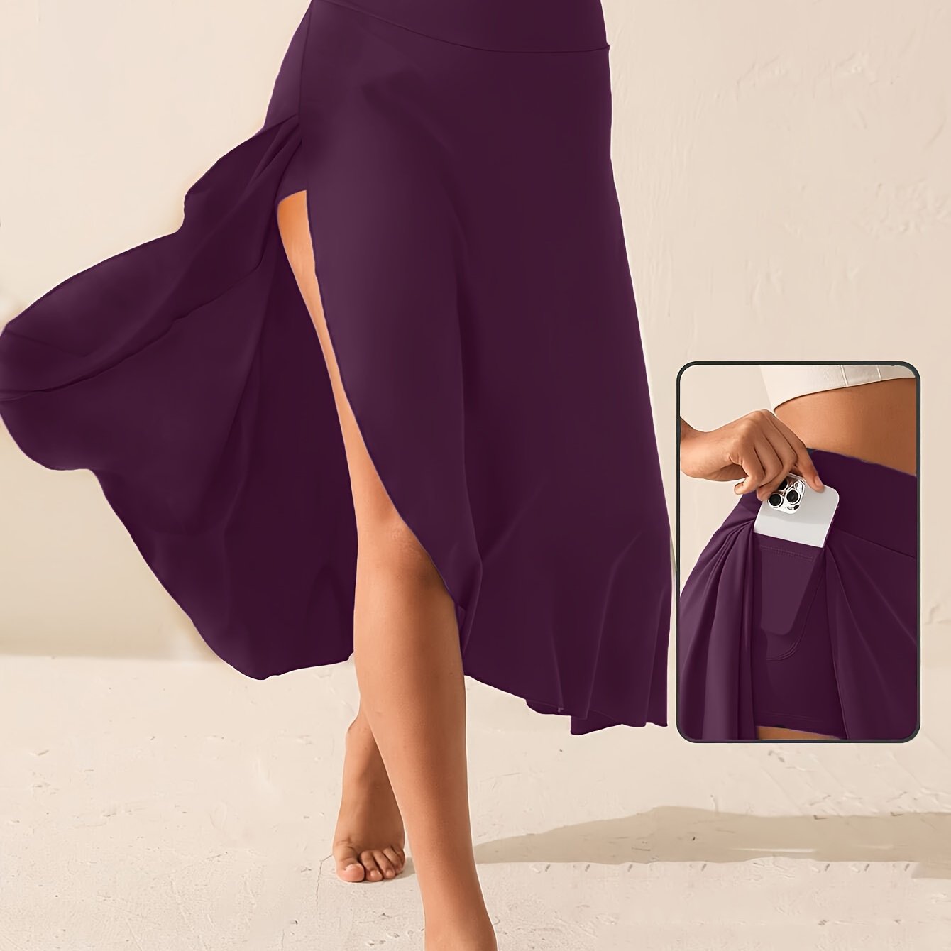 High-waisted side-slit skirt