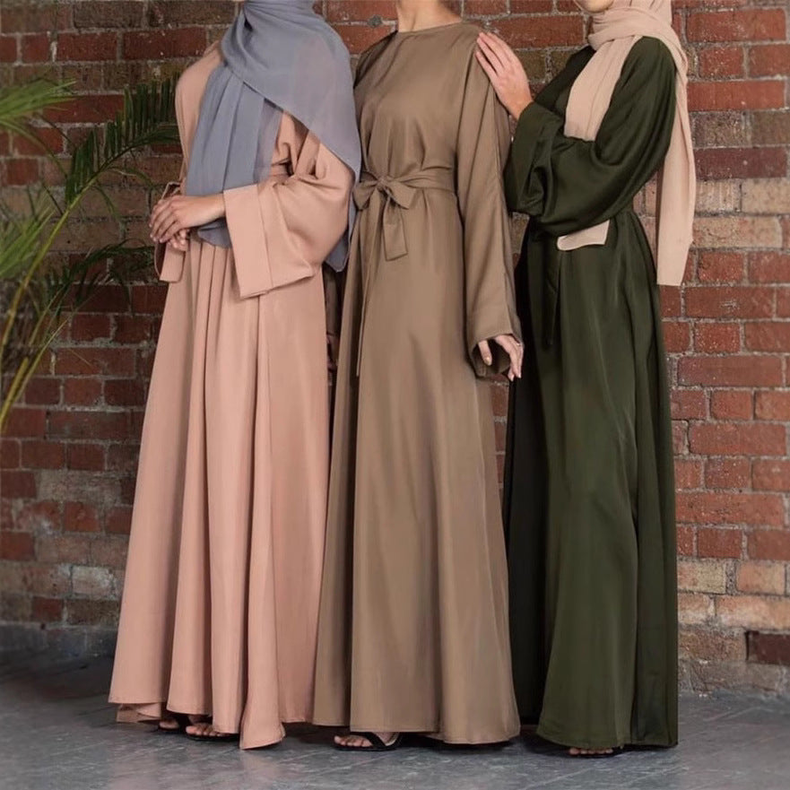 High-waisted solid color commuter women's wear with a large swing style
