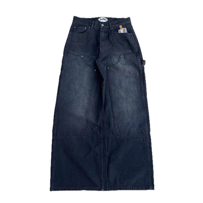 High-waisted straight-leg loose jeans