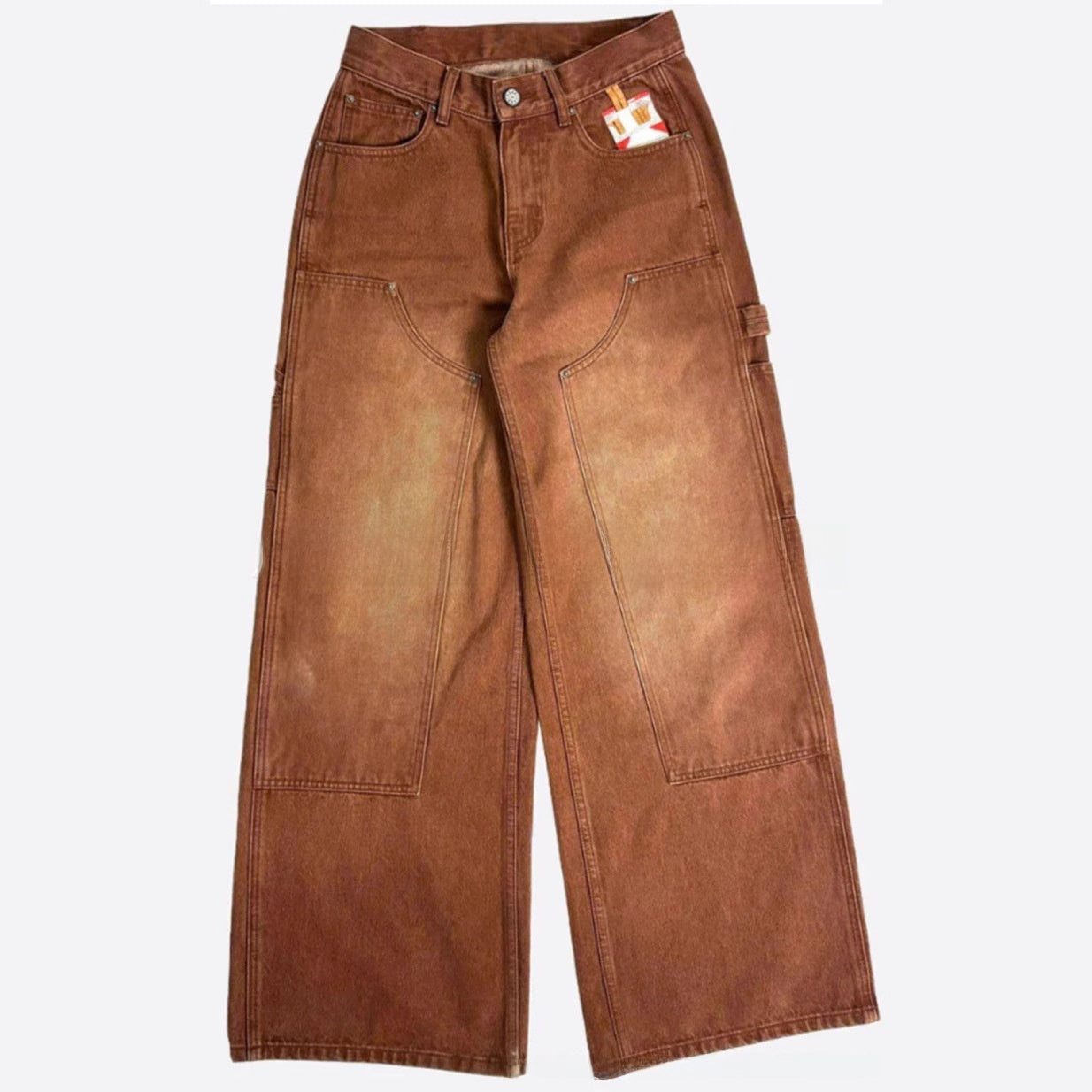 High-waisted straight-leg loose jeans