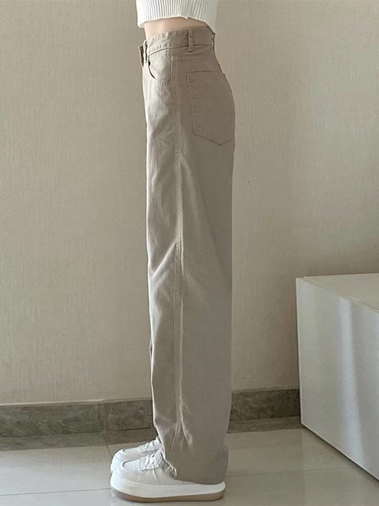 High-Waisted Straight-Leg Loose Pants