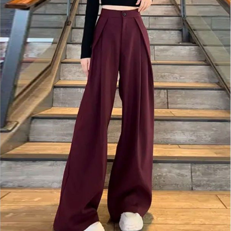 High-waisted straight-leg suit pants