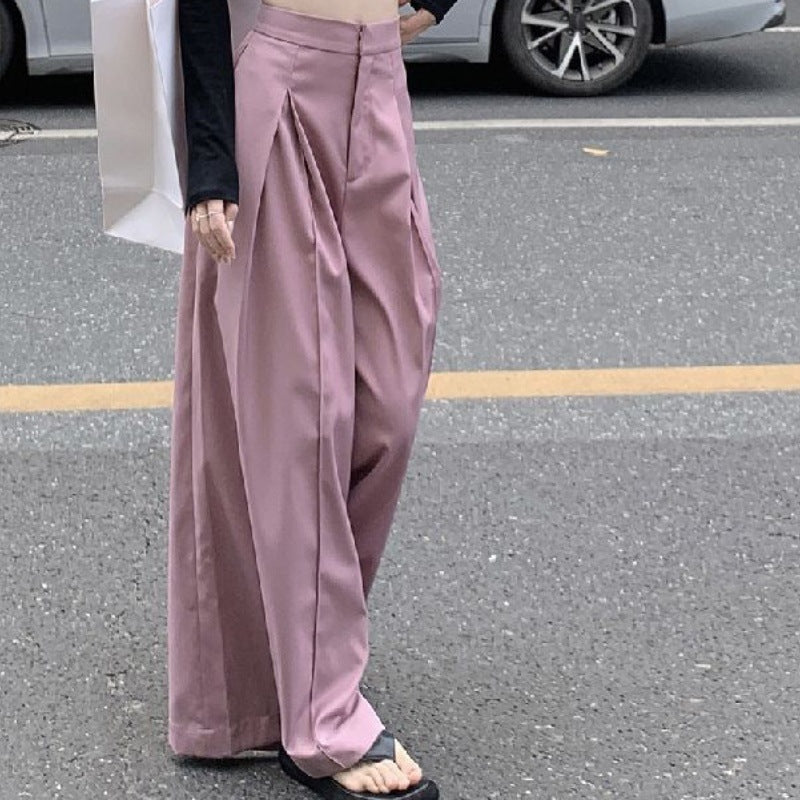 High-waisted straight-leg suit pants