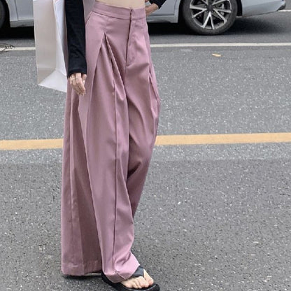 High-waisted straight-leg suit pants