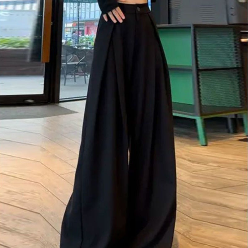 High-waisted straight-leg suit pants