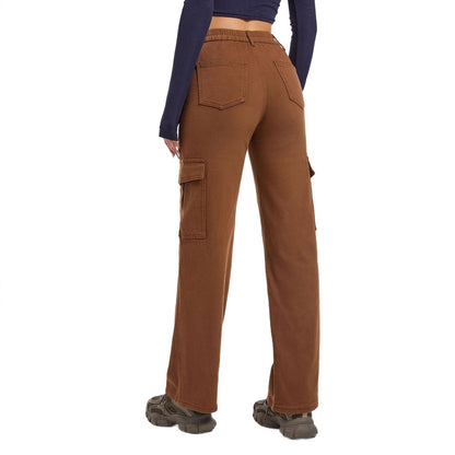 High-waisted straight-leg work pants