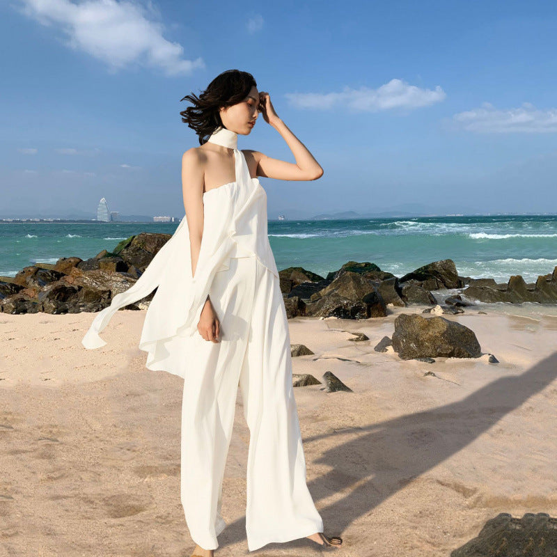 High-Waisted Wide-Leg Beach Jumpsuit