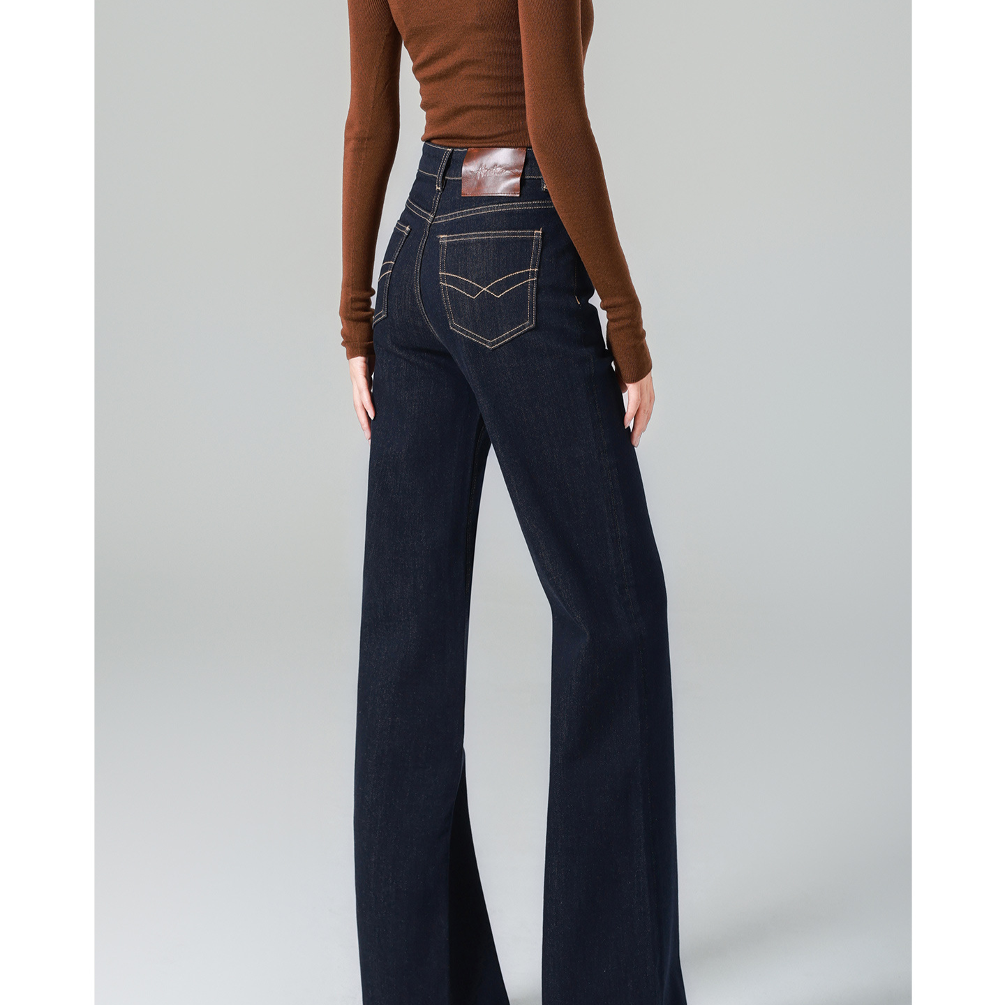 High-Waisted Wide-Leg Denim Jeans