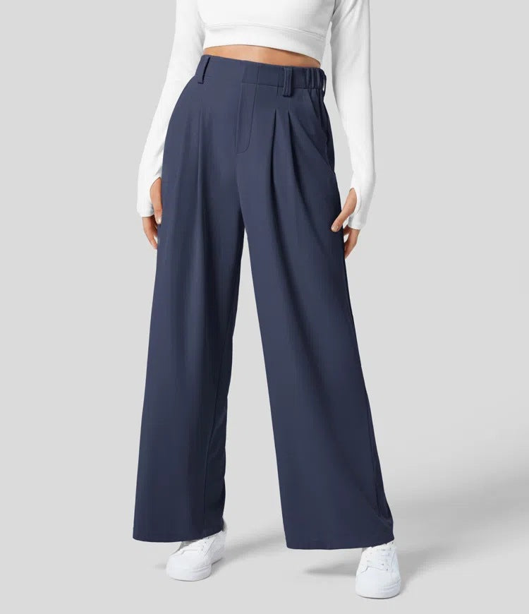 High-waisted wide-leg loose trousers