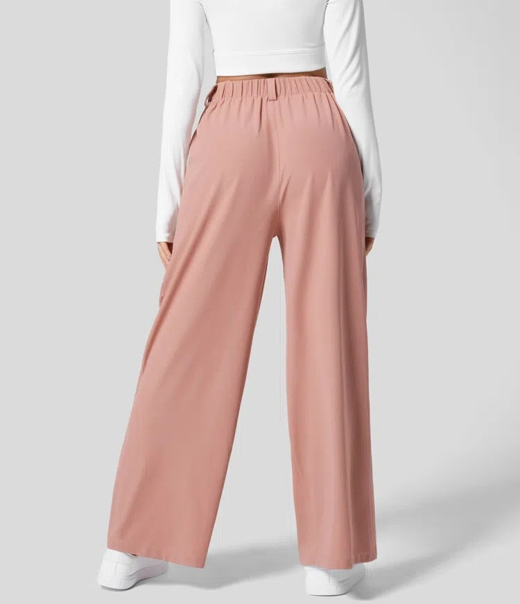 High-waisted wide-leg loose trousers