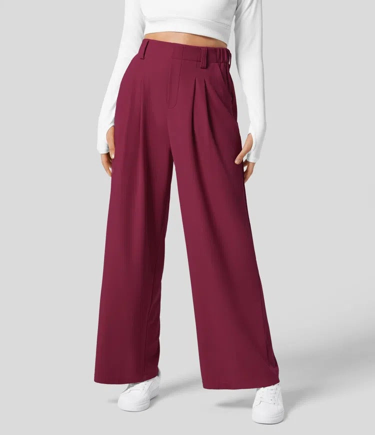 High-waisted wide-leg loose trousers