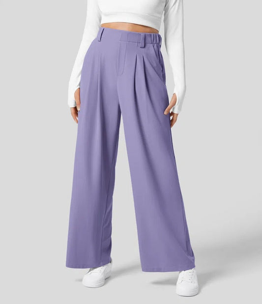 High-waisted wide-leg loose trousers