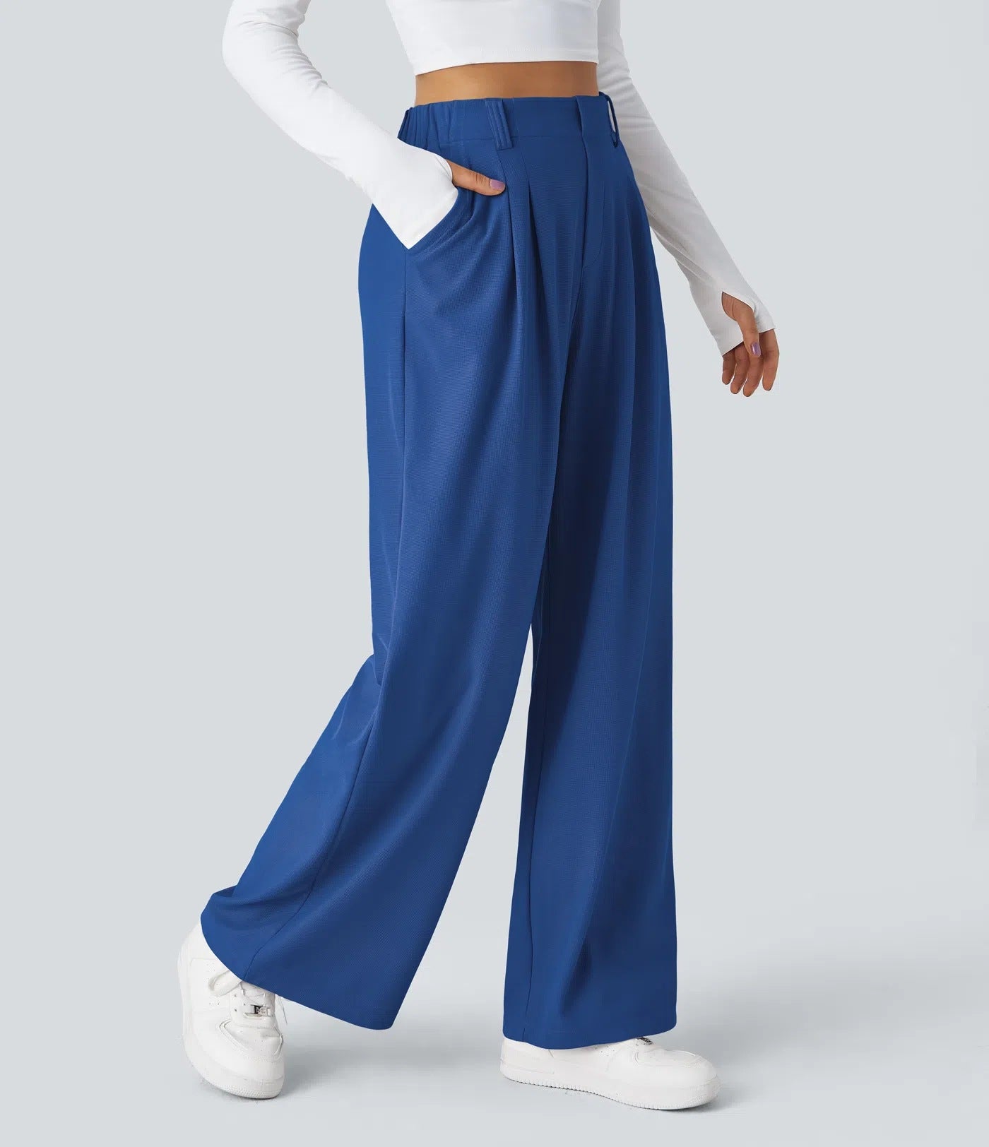 High-waisted wide-leg loose trousers